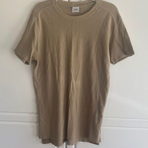 Zara Men Beige Short-Sleeve Textured Crew Neck Tee